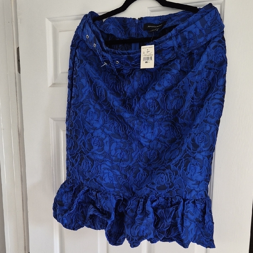 Ashley Stewart Royal Blue Textured Skirt